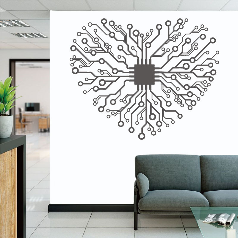 Tech Office Wall Art - Love Chip Tech Company-calcomanía de vinilo