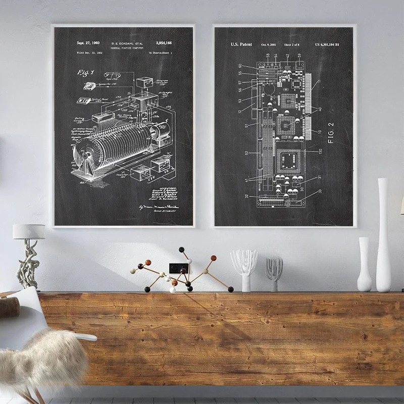 Juego de 6 Cuadros Decorativos - Tech Office Wall Art reseña y precio