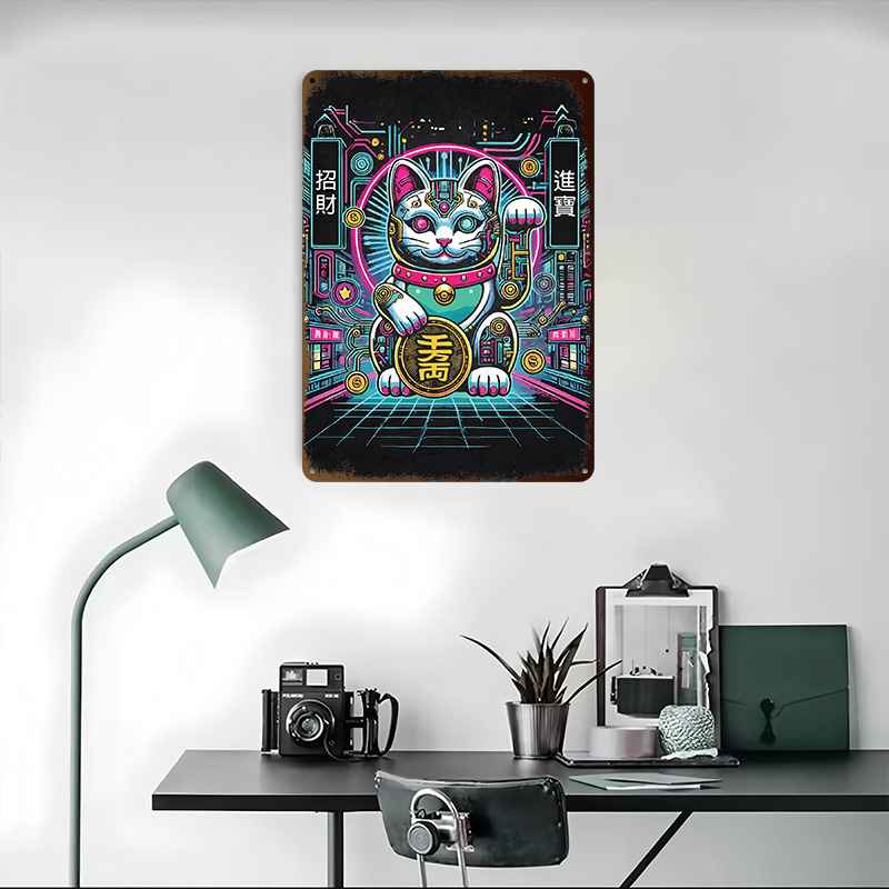 Cyberpunk Maneki Neko - Gato d - Tech Office Wall Art reseña y precio